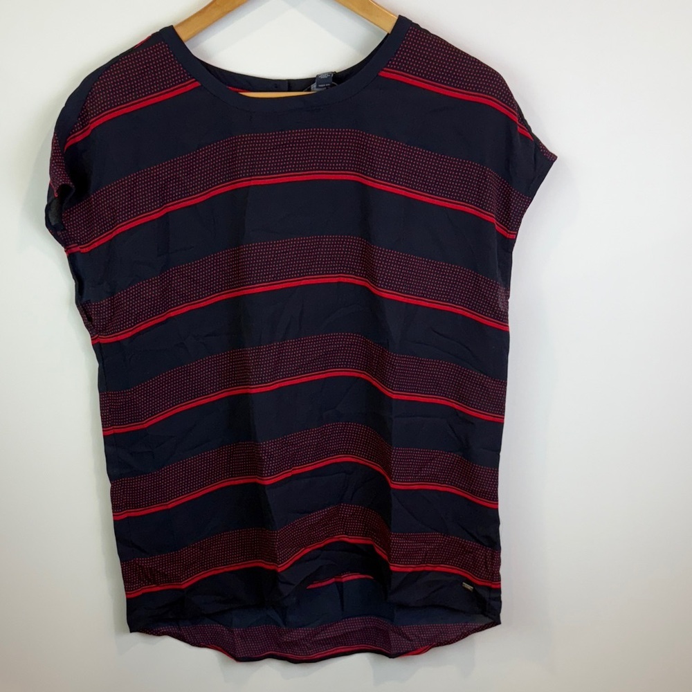 NWT Tommy Hilfiger Short Sleeve Black and Red blouse size M